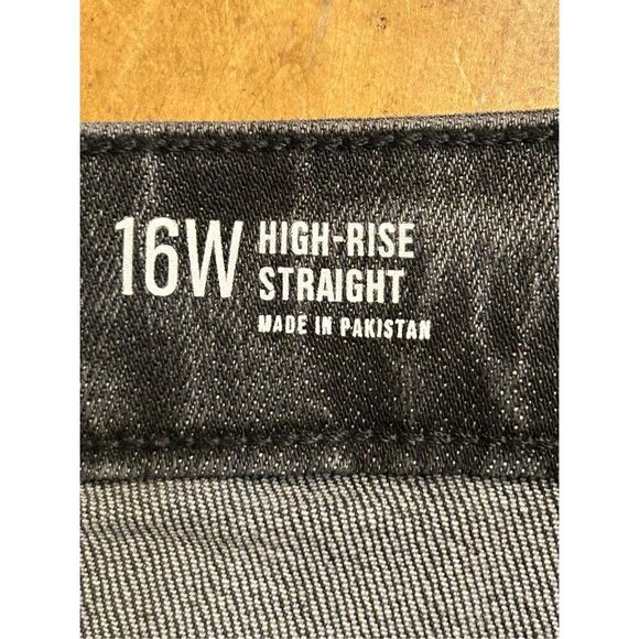 a.n.a Womens High Rise Straight Jean Black Out Size 16W NWT Distressed Stretch ( - Picture 7 of 8